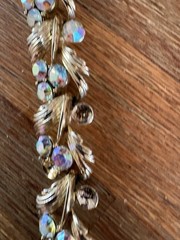 Vintage Lisner Aurora Borealis Necklace 16” Gold Tone Choker 1960s READ
