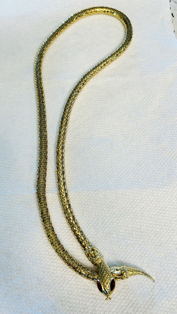 1970s 80’s SIGNED D.L AULD GOLD MESH SNAKE LARIAT NECKLACE / BELT FAB CONDITION!