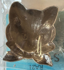 Vintage Silver Stamping of a Large Cat Face 1.5″ Figural Vintage