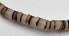Vintage Agate Heishi Bead Necklace 15.5 In Natural Banded Stone Disc Strand