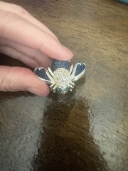Joan Rivers Bee Pin Brooch Blue Denim Pave Crystal Silver Tone Rhinestones Vtg