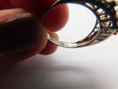 SWEET ANTIQUE 18K SOLID WHITE GOLD DIAMOND RUBY STONE RING