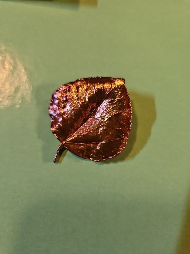 Copper Tone GILDED ASPEN LEAF Brooch / One Of A Kind (389)