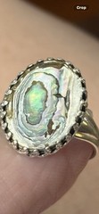 Vintage Sterling Silver Abalone Shell Ring Size 7 Oval Southwestern Estate