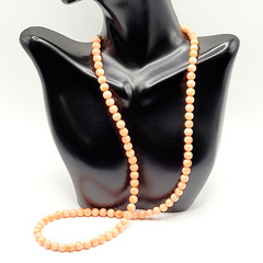 Genuine Pink Peach Blush Coral Bead 6mm Necklace Alloy Clasp Tested 25 inch