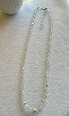Vintage AB Aurora Borealis Faceted Glass Bead Necklace 34″