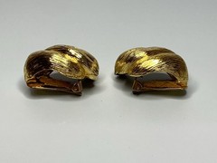 Vintage BIANCA Domed Round Gold Tone Clip On Earrings Signed Statement Retro