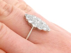 Antique 1.54 Ct Diamond & 18k White Gold Platinum Set Marquise Ring 1910s