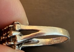 VINTAGE STERLING SILVER RED GARNET RING Size 8.25.