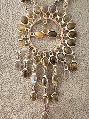 Vintage Sterling SilverDangling Gemstone Necklace 33.60 Gr.