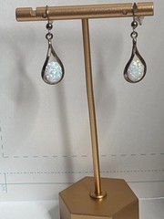 Vintage Sterling Silver Fire Opal Dangle Earrings | Bridal Accessory