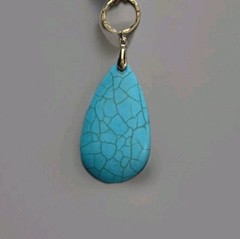 NEW Faux Turquoise Pendant Necklace Big Blue Teardrop Boho Chic Southwestern