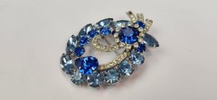 Vintage EISENBERG ICE Blue Glass Rhinestone Designer Signed Brooch