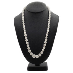 Marvella Classic White Graduated Acrylic Bead Professional Career Necklace 24 In