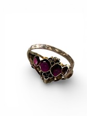 Victorian 9ct Gold Almandine Garnet and Pearl Cluster Ring
