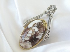 Huge Sterling Silver 925 White Horse Cable Joya Judy Crowell Enhancer Pendant