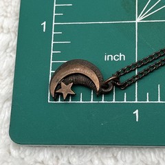 Vintage Crescent Moon Star Necklace Celestial Pendant Copper Tone 16″