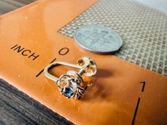 Estate 14K Yellow Gold Sapphire Screw-Hinge Earrings for Non-pierced Ears