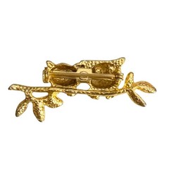Vintage Twin Owls on Branch Brooch Unsigned Owl Pin Cottagecore 1960s