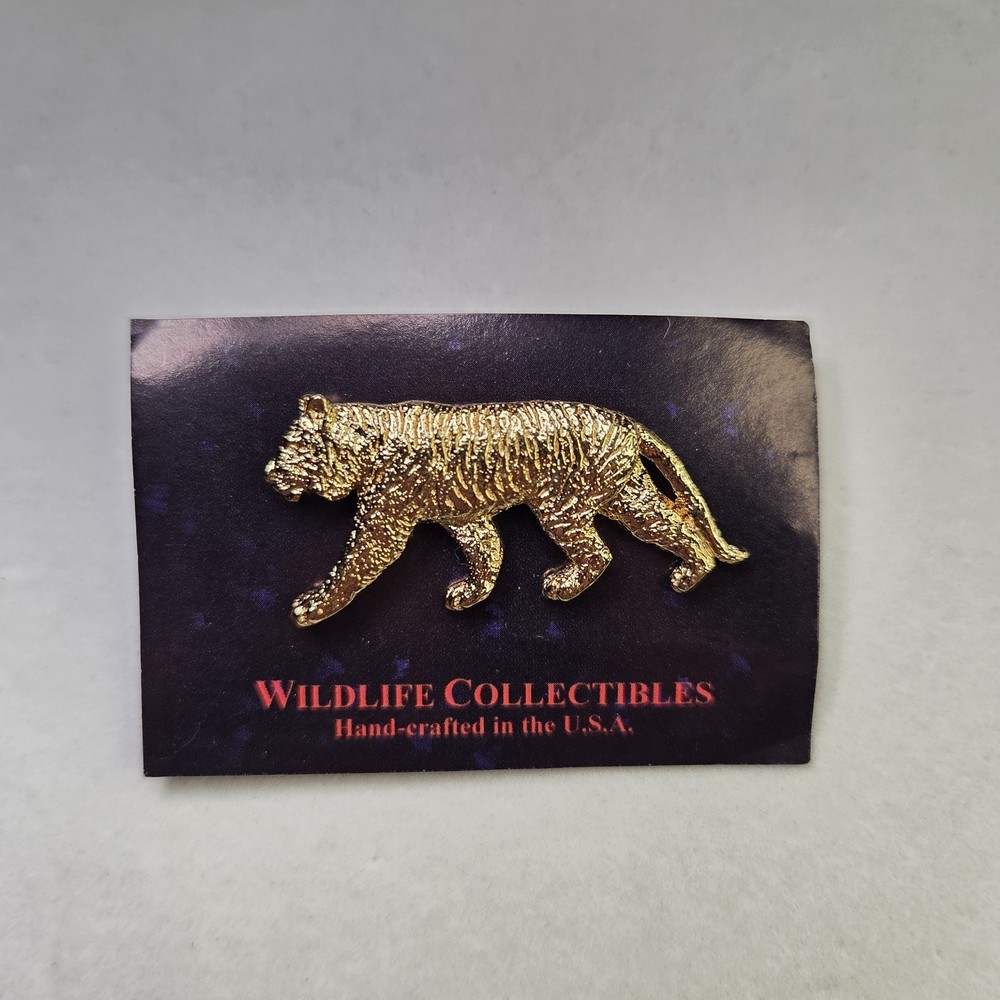 Vintage George G Harris Tiger Pin 24K Gold Plated Pewter Wildlife Collection
