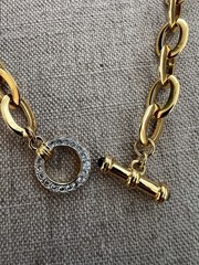 Nolan Miller Glamour Collection Gold And Rhinestone Toggle Clasp Necklace 19”