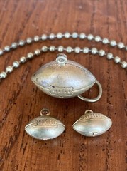 Vintage Lot 1940’s Gold Tone Metal Brass Football 1/2” & 7/8” Charm Fob Pendants