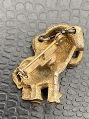 Vintage Elephant Pin Brooch Jewelry Gold Tone Safari Wild 1” Wearing Eye Glasses