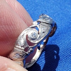 Original EARTH MINED DIAMOND Deco Band Vintage PLATINUM Eternity Anniversary 8