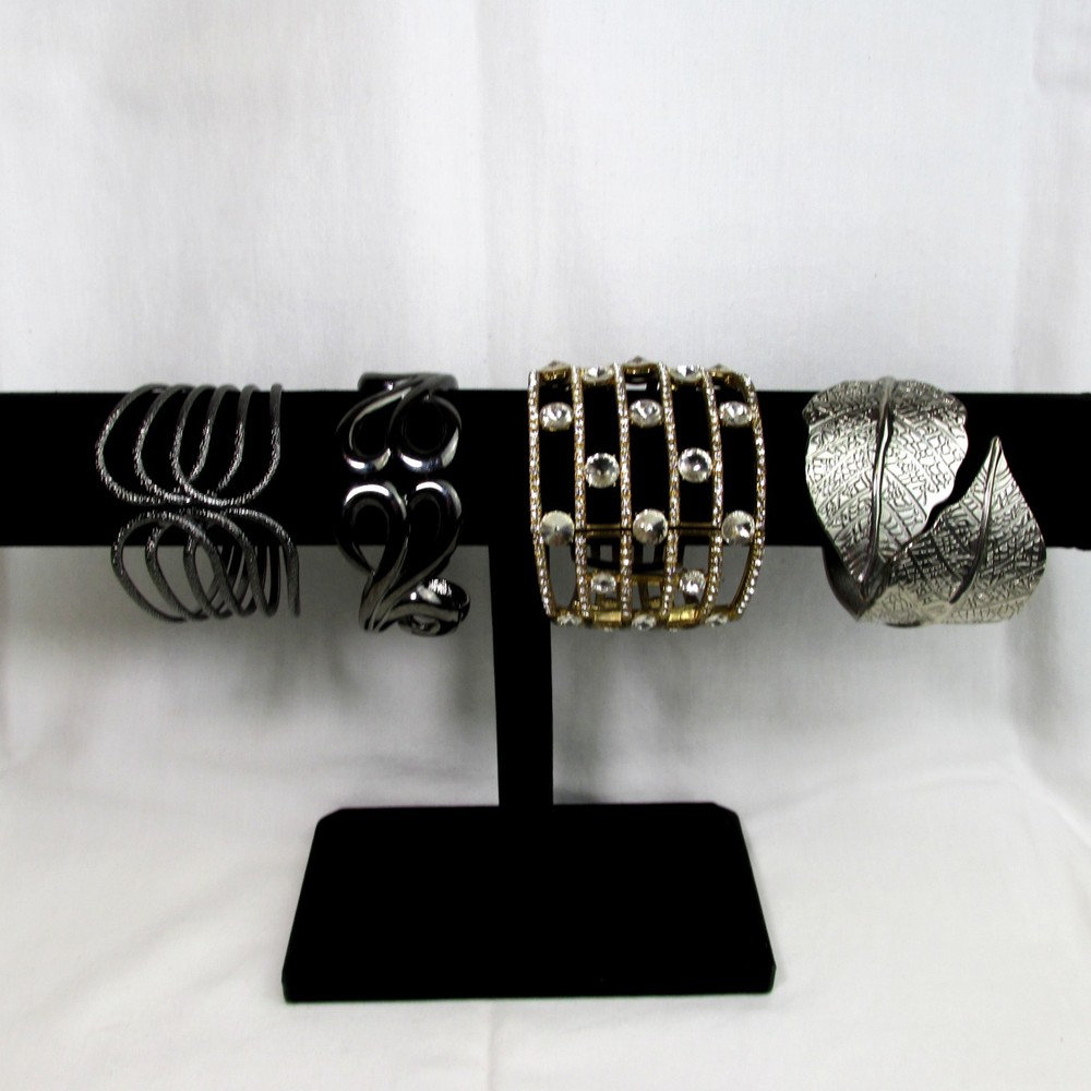 Lot of (4) Mixed Hinged Metal Bangle Bracelets Art Deco Jewelry Resell