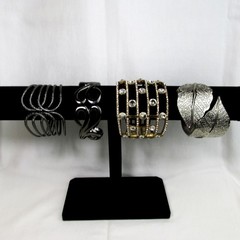 Lot of (4) Mixed Hinged Metal Bangle Bracelets Art Deco Jewelry Resell