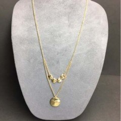 Organic Double Dangle Necklace 29 In Shiny Gold Retro Vintage BoHo Classic 90s