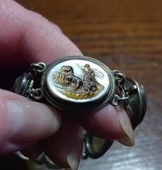 Roman ‘Days Of The Week’ Carved Shell Cameo Bracelet 800 Silver See Pics/Desc