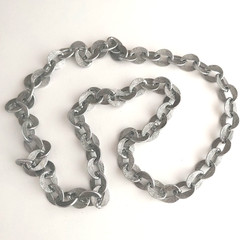 Vintage Silver Tone Chunky Chain Necklace Lightweight Textured 26”