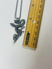 Vintage Silver Tone Chinese Magic Infinity Dragon Men’s Gothic Pendant Necklace