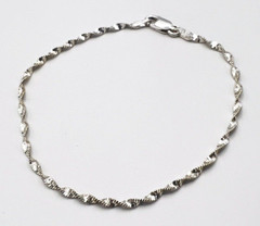 Rhodium Plated Sterling Silver IBB 925 Italy Twisted Chain Bracelet