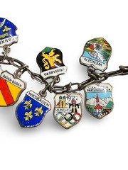 Vintage REU 800 Silver European Travel Charm Bracelet Paris Venice Munich 1972