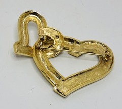 Vintage 2 Heart shaped Baguette ￼Crystal booch