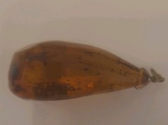 Vintage Amber Pendant 1.5 Inches Long .75 Inches Wide