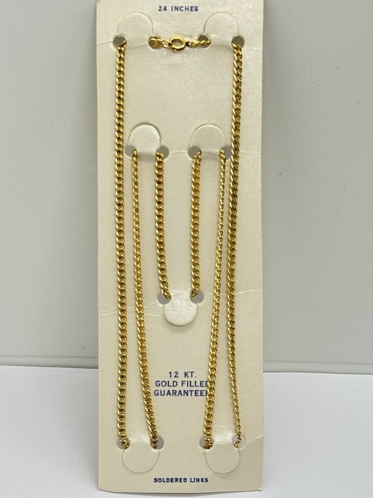 GOLD FILLED CHAIN Necklace 24″ 2.5mm SOLDERED LINKS NEW (NOS)