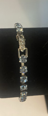 VTG Light Blue & Sapphire Color Crystal Prong Set Rhinestone Bracelet -Formal 7″