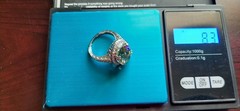 9.38ct Green Amethyst Praisiolite Cocktail Ring 14k White Gold with Diamonds