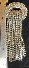 VTG KRAMER OF NEW YORK RHINESTONE WATERFALL TASSEL STATEMENT BROOCH PIN 3-7/8″ L