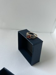 Vintage Red Cubic Zirconia Ring Gold Plated Womens Size 7