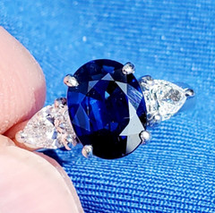 Original EARTH MINED SAPPHIRE DIAMOND Deco Engagement Ring PLATINUM Solitaire 5