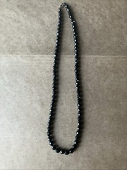 Vintage faceted Jet Black glass bead necklace