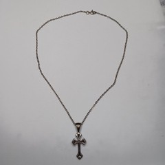 Vtg Jezlaine Sterling Silver Ornate Gothic Cross Pendant 1.5″ Necklace 20″ 5g