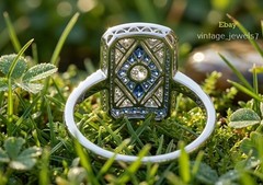 Art Deco Style 1.48CT Round Lab Created Diamond Vintage Wedding Ring 14K Gold FN