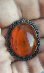 Vintage Amber brooch made in the USSR 1950-1960s jl472