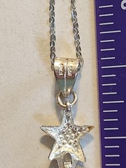 LIGHTWEIGHT STERLING SILVER STARFISH SHELL DANGLE NECKLACE W/ADJUSTABLE CHAIN