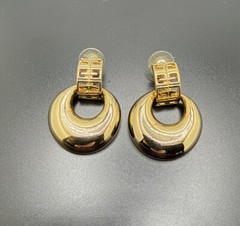 Givenchy Vintage Logo Earrings Gold Tone Dangle Knockers Runway Signed J130